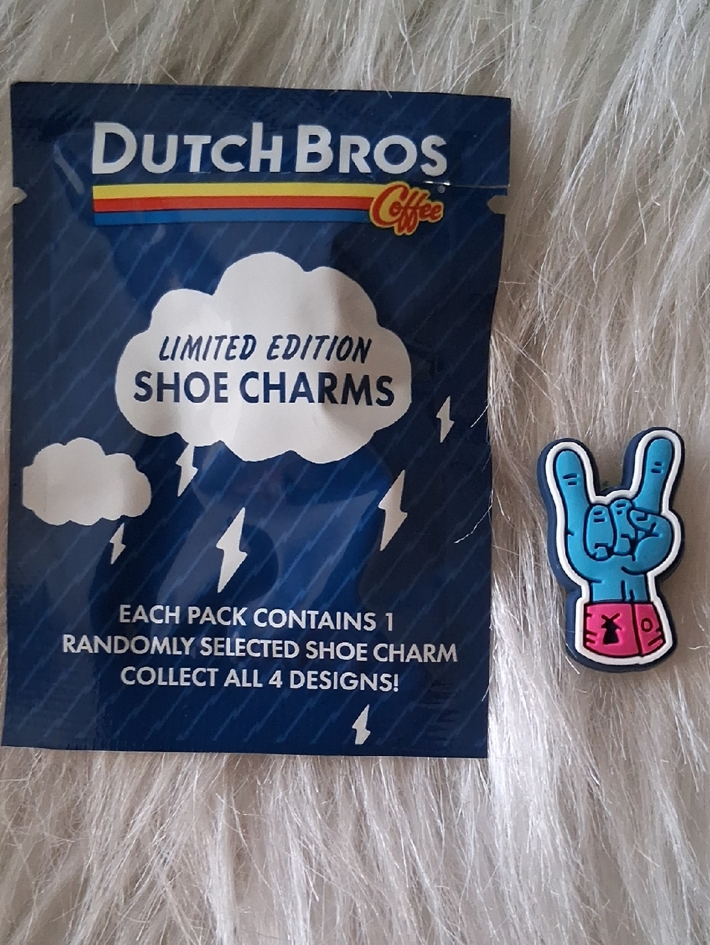 Dutch Bros Blue & Pink Rock Hand Shoe Charm